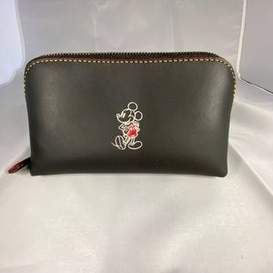 Disney X Coach black leather Mickey cosmetic case